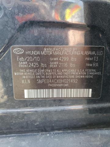 5NPEB4ACXBH021492 - 2011 HYUNDAI SONATA GLS CHARCOAL photo 12