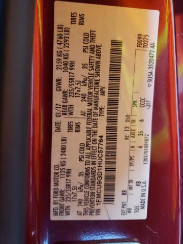 1FMCU9GD1HUC57764 - 2017 FORD ESCAPE SE Бордовый фото 13