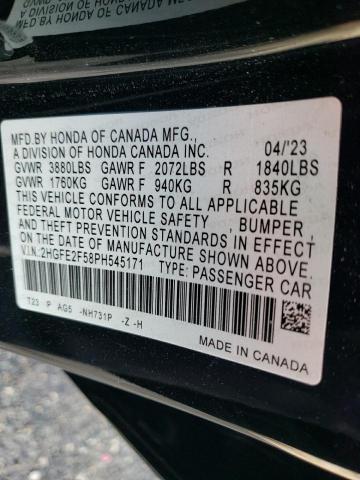 2HGFE2F58PH545171 - 2023 HONDA CIVIC SPORT Czarny zdjęcie 12