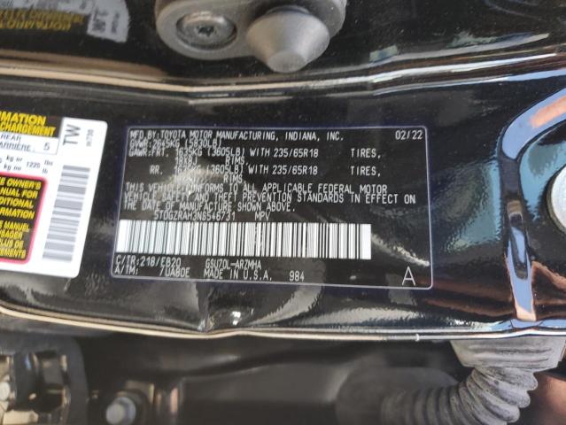 5TDGZRAH3NS546731 - 2022 TOYOTA HIGHLANDER XLE 黑色 照片 13