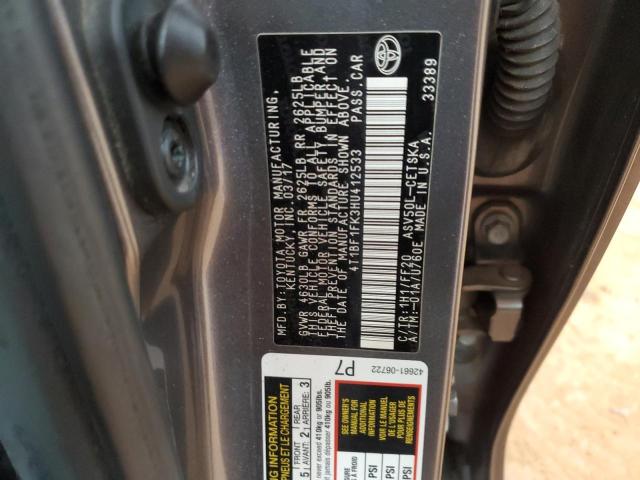 4T1BF1FK3HU412533 - 2017 TOYOTA CAMRY LE GRAY photo 12