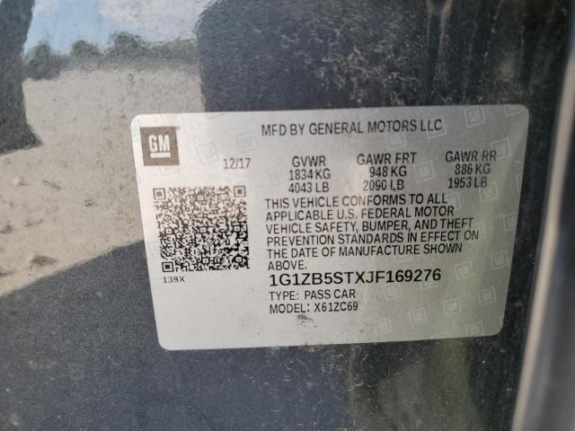 1G1ZB5STXJF169276 - 2018 CHEVROLET MALIBU LS Gris photo 12