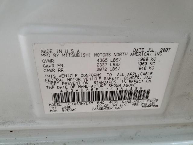 4A3AB36F17E084898 - 2007 MITSUBISHI GALANT ES WHITE photo 12