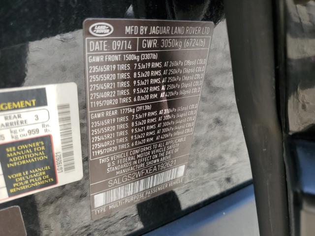 SALGS2WFXEA192621 - 2014 LAND ROVER RANGE ROVE HSE BLACK photo 14