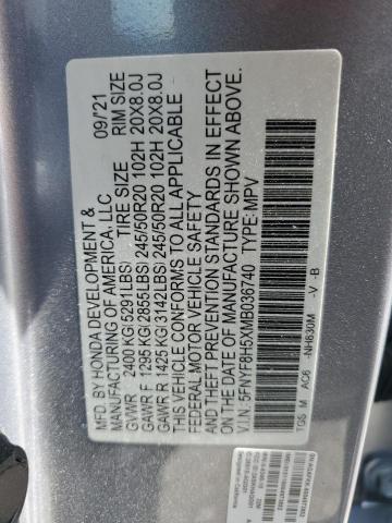5FNYF8H5XMB036740 - 2021 HONDA PASSPORT EXL Gümüş fotoğraf 14