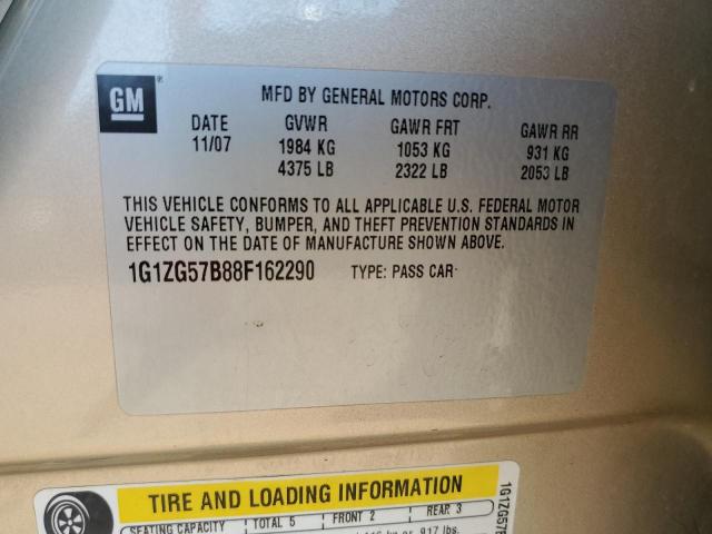 1G1ZG57B88F162290 - 2008 CHEVROLET MALIBU LS GOLD photo 12