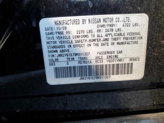 JNKCV61E79M311327 - 2009 INFINITI G37 BASE BLACK photo 12
