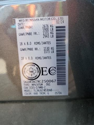 5N1DR3AC7RC250067 - 2024 NISSAN PATHFINDER S Сұр фото 14