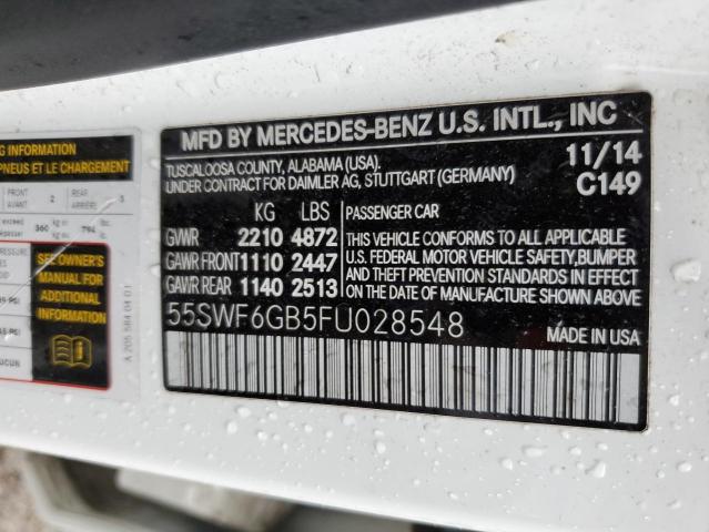 55SWF6GB5FU028548 - 2015 MERCEDES-BENZ C 400 4MATIC WHITE photo 12