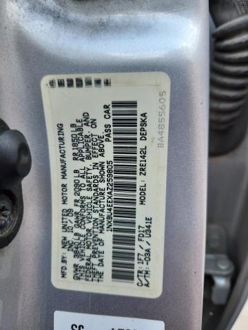 1NXBU4EEXAZ259805 - 2010 TOYOTA COROLLA BASE ვერცხლისფერი ფოტო 12