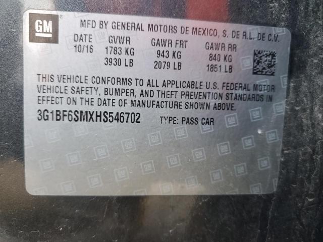 3G1BF6SMXHS546702 - 2017 CHEVROLET CRUZE PREMIER GRAY photo 12