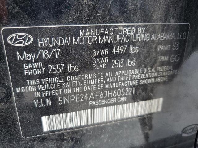 5NPE24AF6JH605221 - 2018 HYUNDAI SONATA SE შავი ფოტო 12