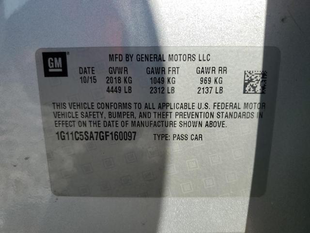 1G11C5SA7GF160097 - 2016 CHEVROLET MALIBU LIM LT SILVER photo 12