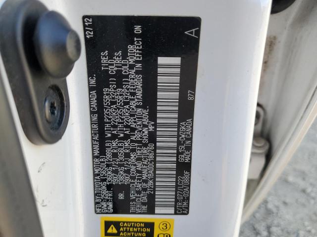 2T2BK1BA0DC186760 - 2013 LEXUS RX 350 BASE Blanc photo 12