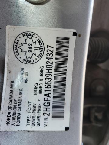 2HGFA16639H024327 - 2009 HONDA CIVIC LX-S 银色 照片 12