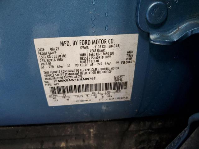 1FM5K8AW1NNA09765 - 2022 FORD EXPLORER POLICE INTERCEPTOR 蓝色 照片 14