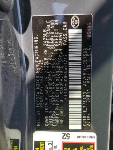 4T1DAACK9SU631242 - 2025 TOYOTA CAMRY XSE CHARCOAL photo 12