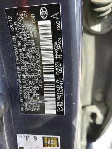 JTDKN3DP6C3006021 - 2012 TOYOTA PRIUS PLUG Szary zdjęcie 13