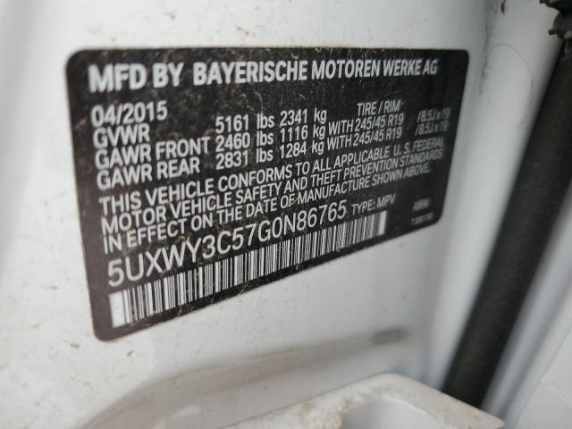 5UXWY3C57G0N86765 - 2016 BMW X3 XDRIVE28D WHITE photo 12