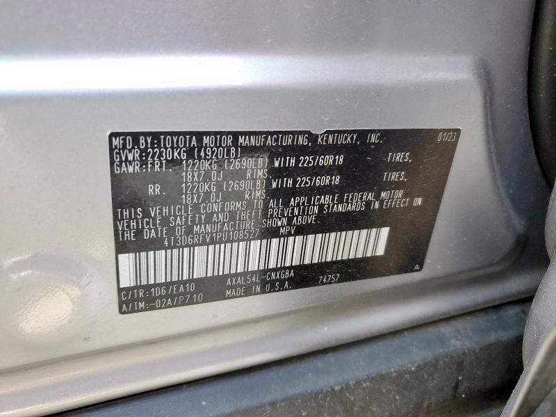 4T3D6RFV1PU108527 - 2023 TOYOTA RAV4 LIMITED ვერცხლისფერი ფოტო 13