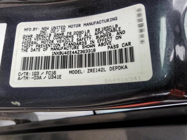 1NXBU4EE4AZ363318 - 2010 TOYOTA COROLLA BASE ნაცრისფერი ფოტო 13