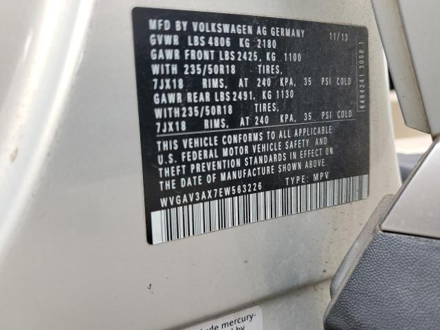 WVGAV3AX7EW563226 - 2014 VOLKSWAGEN TIGUAN S SILVER photo 14