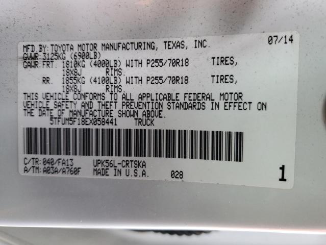 5TFUM5F18EX058441 - 2014 TOYOTA TUNDRA DOUBLE CAB SR/SR5 WHITE photo 12