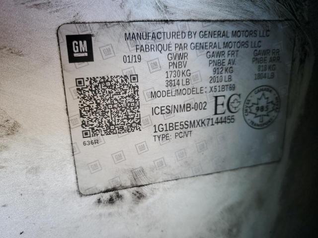 1G1BE5SMXK7144455 - 2019 CHEVROLET CRUZE LT Күміс фото 12