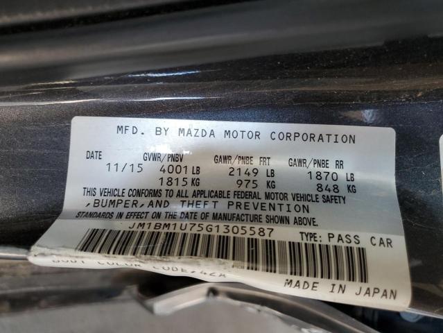 JM1BM1U75G1305587 - 2016 MAZDA 3 SPORT ნაცრისფერი ფოტო 12