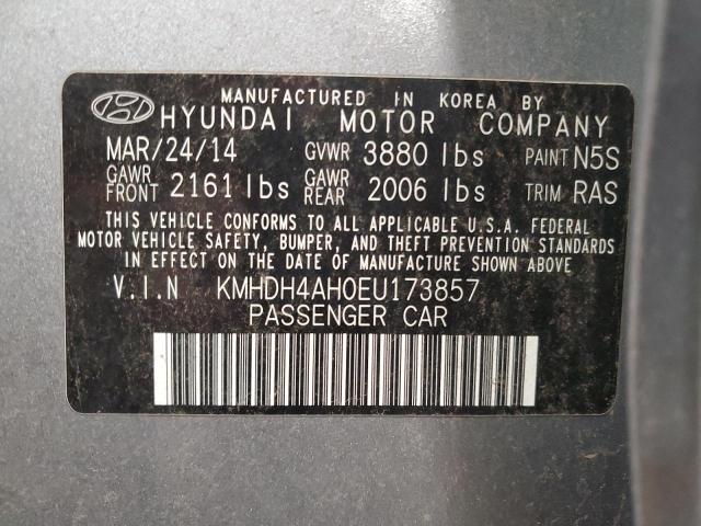 KMHDH4AH0EU173857 - 2014 HYUNDAI ELANTRA SE SILVER photo 12