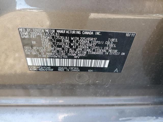 2T3BF4DV4BW162166 - 2011 TOYOTA RAV4 GRAY photo 13