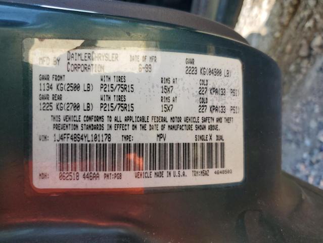 1J4FF48S4YL101178 - 2000 JEEP CHEROKEE SPORT 绿色 照片 13