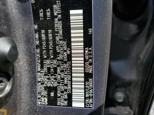 5TDKKRFH0FS111755 - 2015 TOYOTA HIGHLANDER XLE Boz foto 13