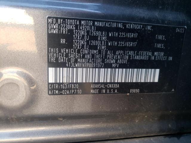 4T3LWRFV7PU091972 - 2023 TOYOTA RAV4 LE ნაცრისფერი ფოტო 13