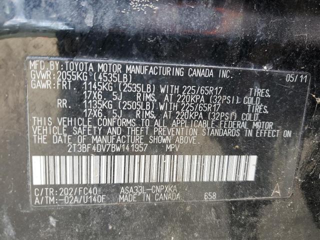 2T3BF4DV7BW141957 - 2011 TOYOTA RAV4 შავი ფოტო 13