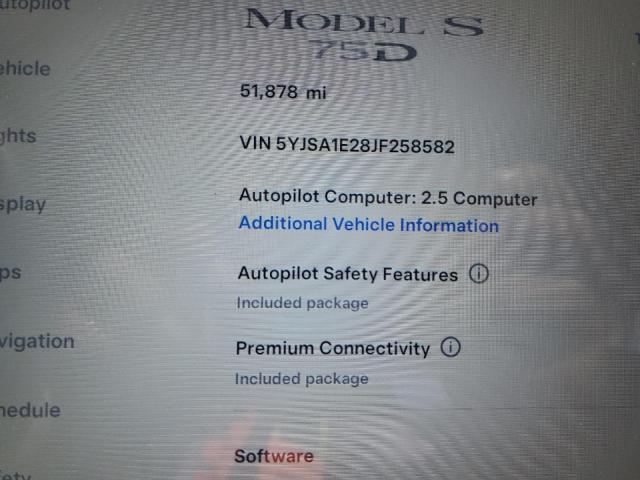 5YJSA1E28JF258582 - 2018 TESLA MODEL S 黑色 照片 9