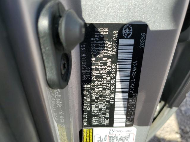 4T1BE32K06U154585 - 2006 TOYOTA CAMRY LE SILVER photo 12