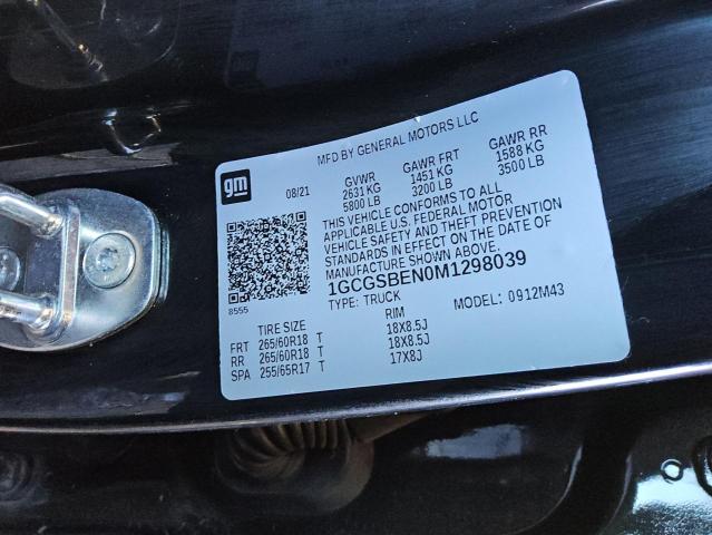 1GCGSBEN0M1298039 - 2021 CHEVROLET COLORADO BLACK photo 12