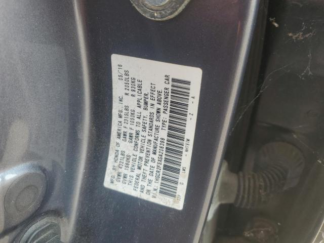1HGCR2F5XGA206398 - 2016 HONDA ACCORD SPORT GRAY photo 12