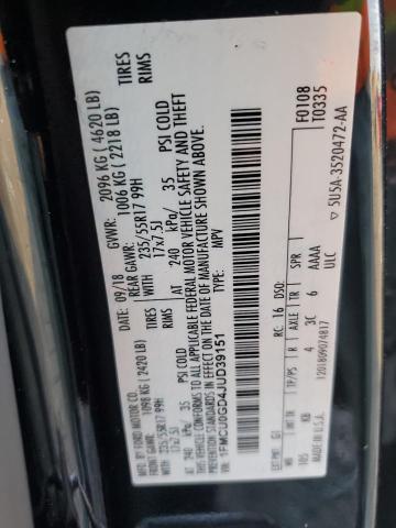 1FMCU0GD4JUD39151 - 2018 FORD ESCAPE SE შავი ფოტო 13