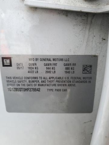 1G1ZB5ST0HF278842 - 2017 CHEVROLET MALIBU LS WHITE photo 12