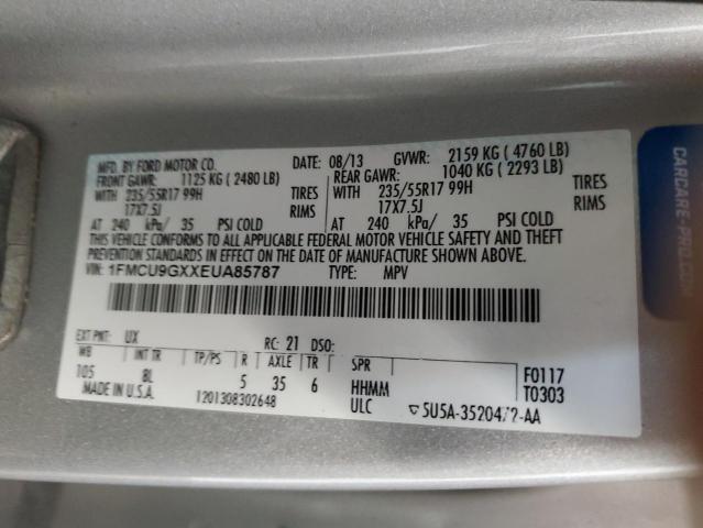 1FMCU9GXXEUA85787 - 2014 FORD ESCAPE SE SILVER photo 13