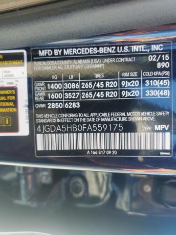4JGDA5HB0FA559175 - 2015 MERCEDES-BENZ ML 350 4MATIC BLUE photo 13