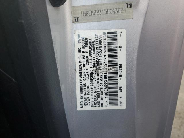 1HGEM22315L043024 - 2005 HONDA CIVIC DX VP Gümüş foto 12