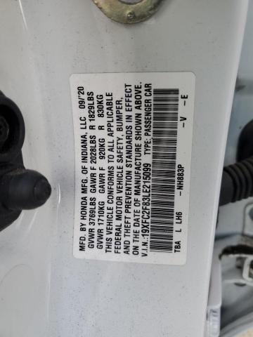 19XFC2F83LE215099 - 2020 HONDA CIVIC SPORT 白色 照片 12