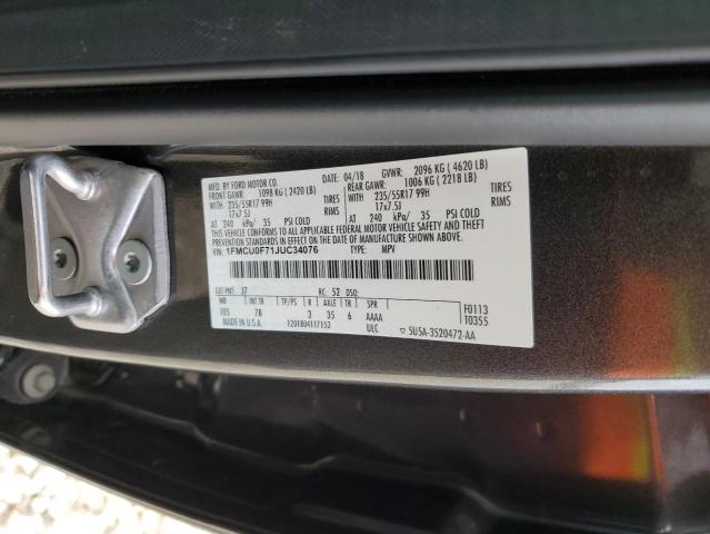 1FMCU0F71JUC34076 - 2018 FORD ESCAPE S GRAY photo 12