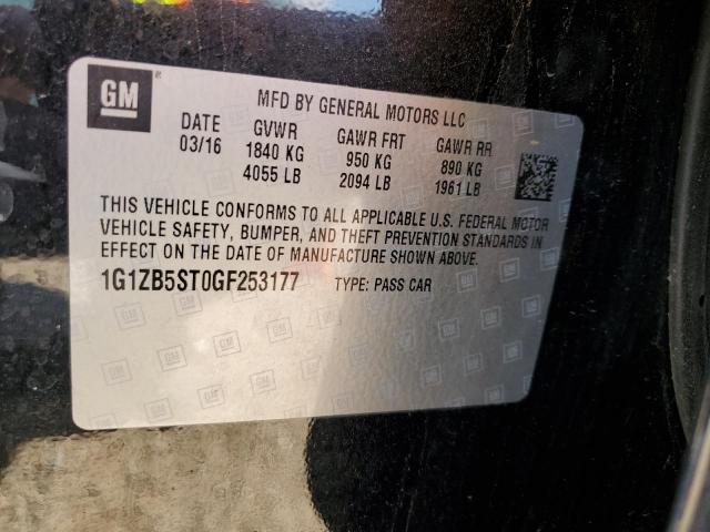 1G1ZB5ST0GF253177 - 2016 CHEVROLET MALIBU LS BLACK photo 12