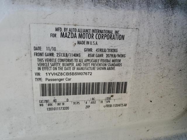 1YVHZ8CB5B5M07672 - 2011 MAZDA 6 S თეთრი ფოტო 12