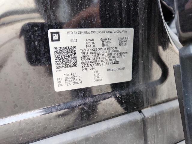 2GNAXJEV1J6273488 - 2018 CHEVROLET EQUINOX LT შავი ფოტო 13