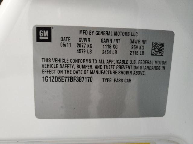 1G1ZD5E77BF387170 - 2011 CHEVROLET MALIBU 2LT 白色 照片 12